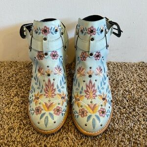 Floral Embroidered Ankle Boots